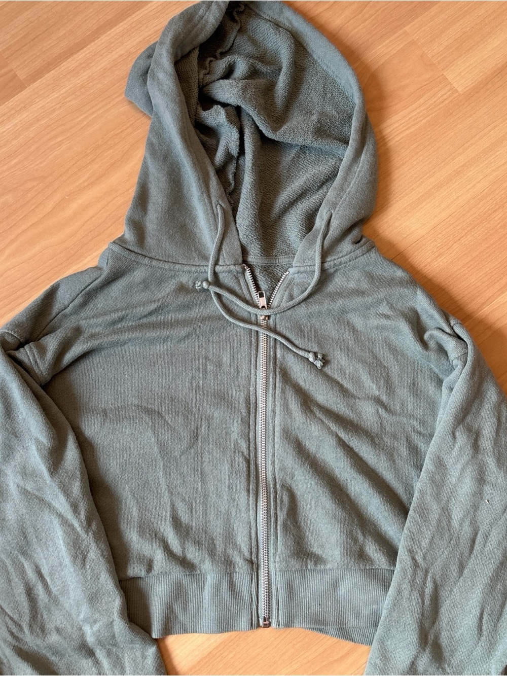 PacSun Sage Green Cropped Zip Hoodie
